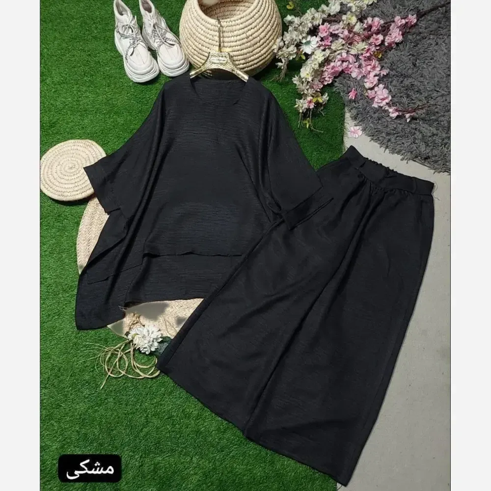 ست شومیز و شلوار اسپینیش جنس صوفیا رنگ مشکی سایز 38 تا 46