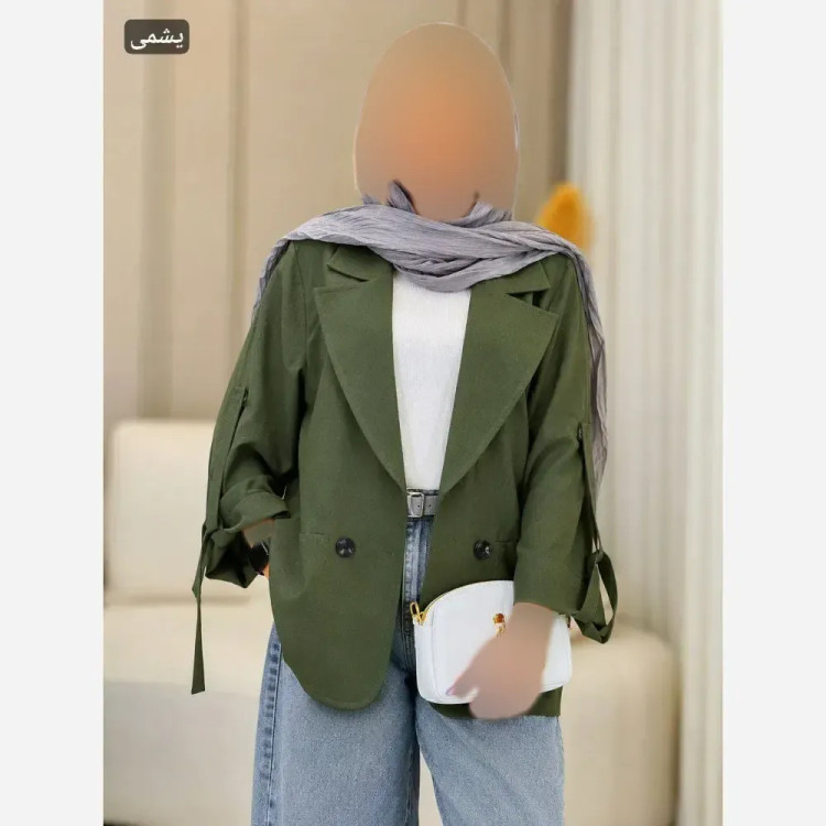 مانتو کتی آستین سگک دار زنانه جنس کتان لنین فری سایز 36 تا 46 قد 75