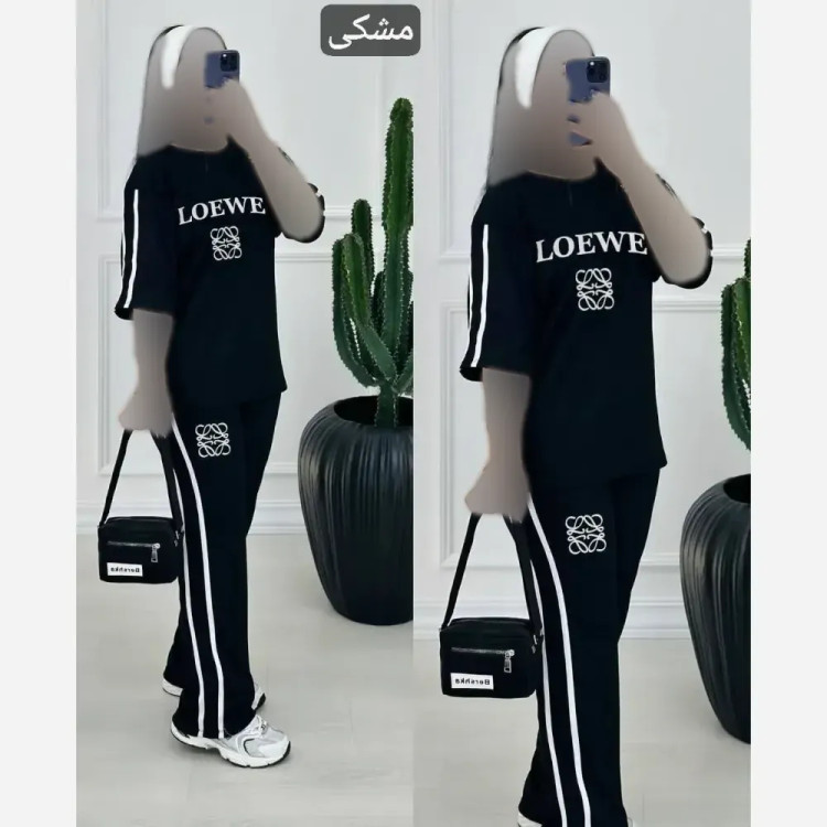 ست تیشرت شلوار ویسکوز پنبه فول کش Loewe فری سایز زنانه