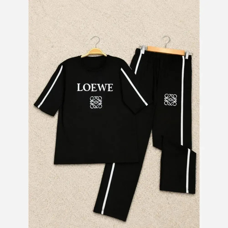 ست تیشرت شلوار ویسکوز پنبه فول کش Loewe فری سایز زنانه
