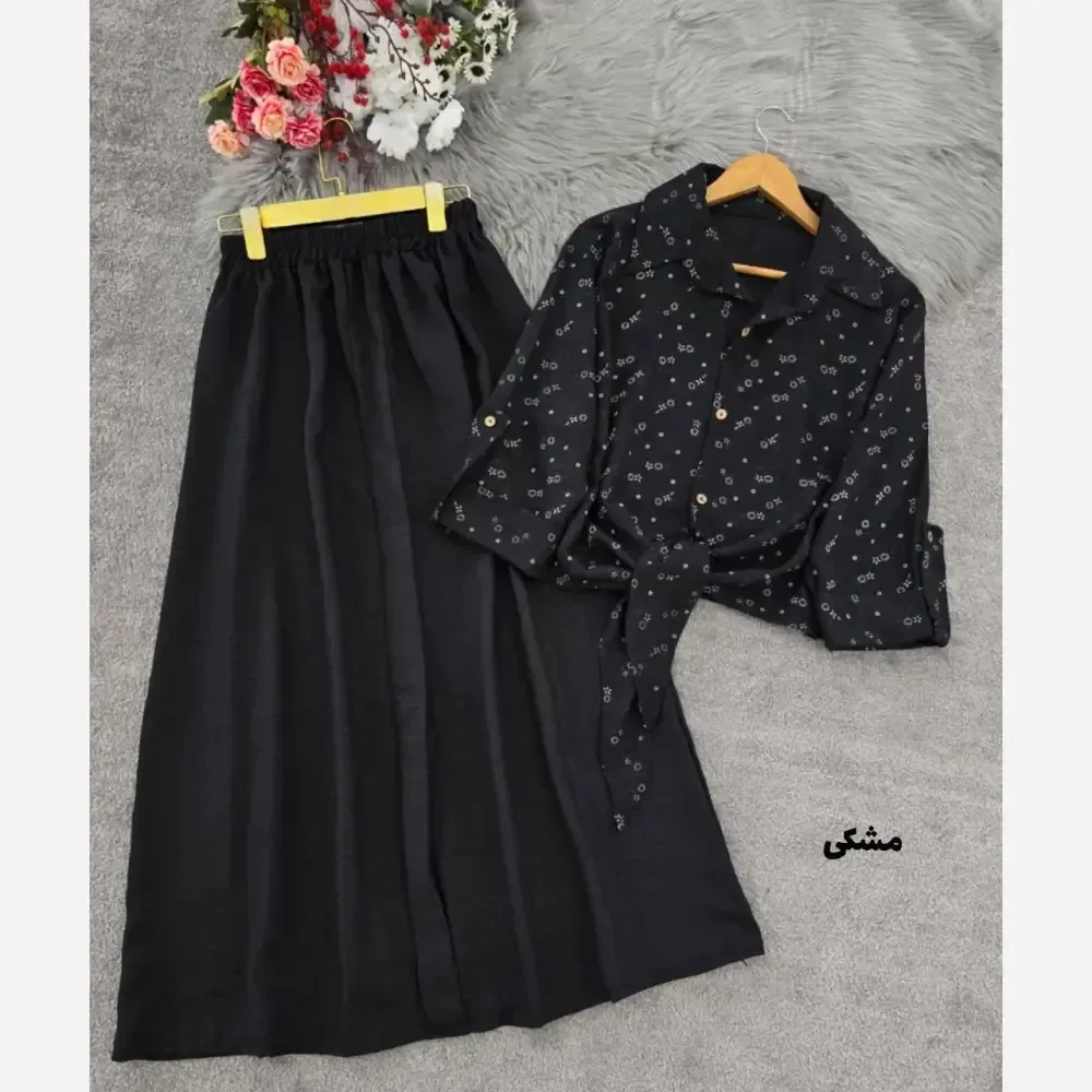 ست شومیز گره ای و دامن شانتون فری سایز