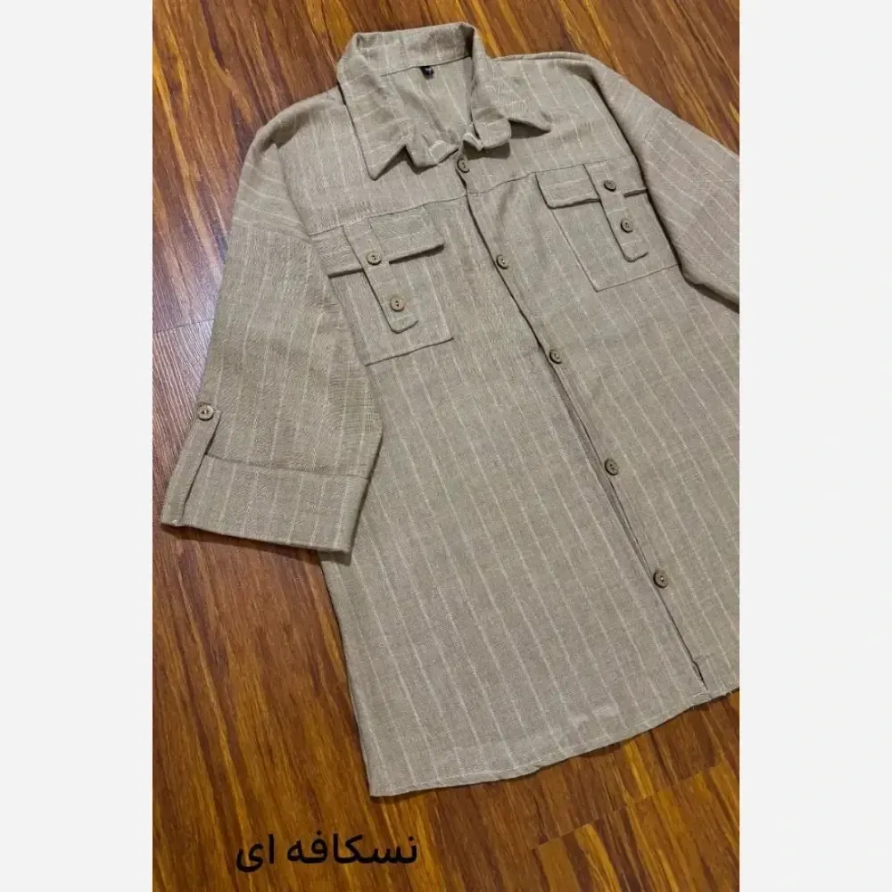 شومیز مانتویی دیپلمات شانتون اعلا فری سایز جیب دار