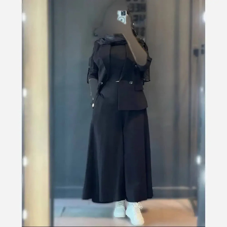 ست کت و شلوار زنانه لنن مدل سارینا رنگ مشکی