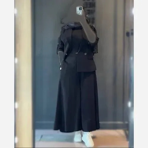 ست کت و شلوار زنانه لنن مدل سارینا رنگ مشکی