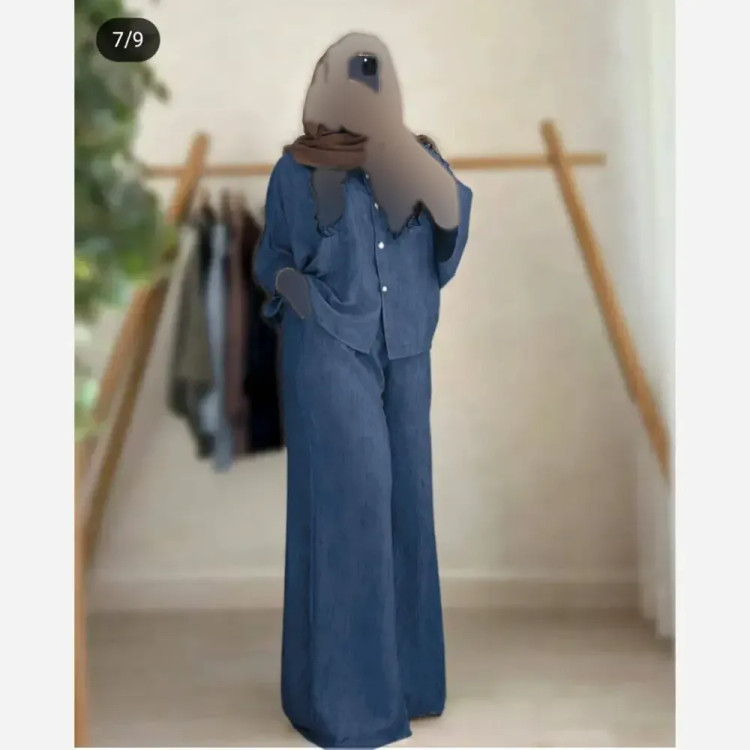 ست مانتو شلوار زنانه اسرا شانتون صوفیا فری سایز رنگ بندی جذاب