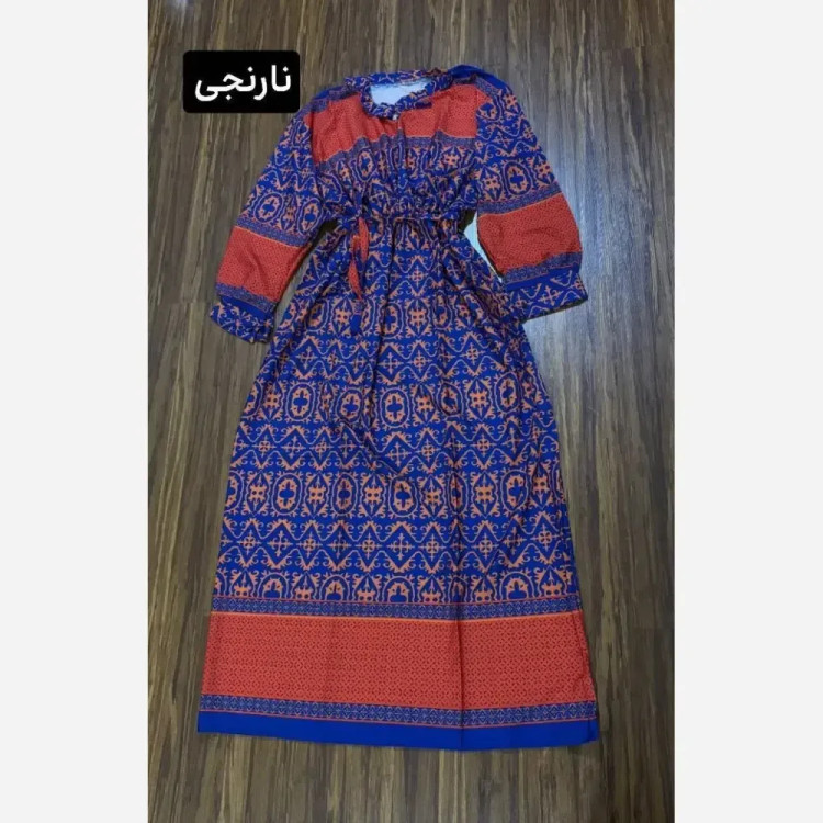 پیراهن ساحلی زنانه کمرکش شکوفه فلور بوگاتی نارنجی فری سایز