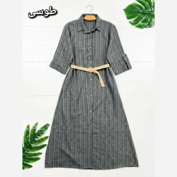 کفتان مرینوس شانتون دکمه دار با کمربند کنفی فری سایز