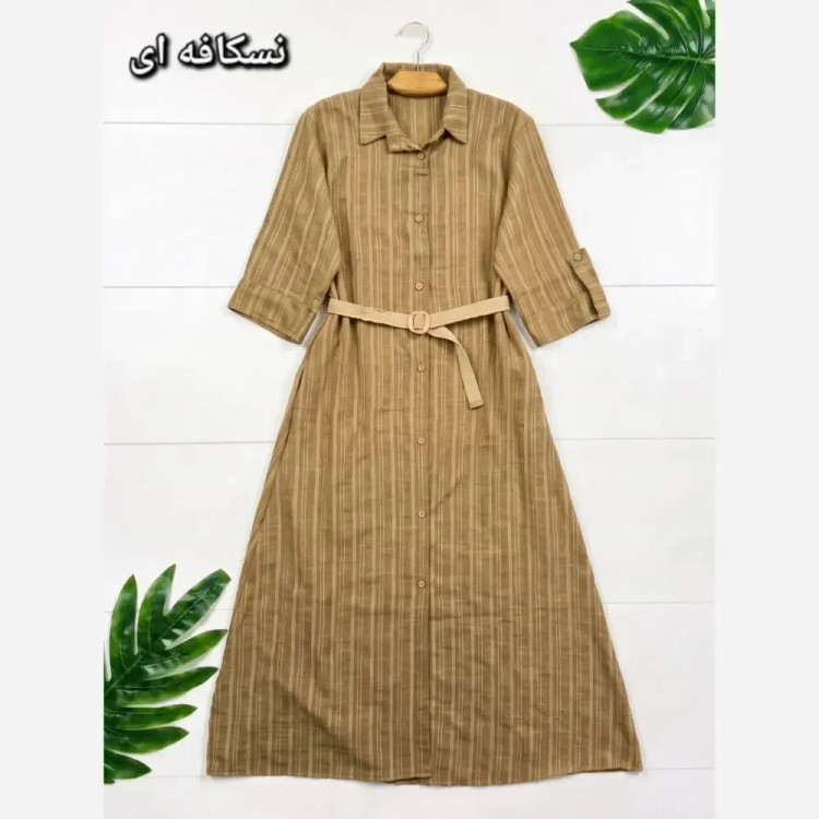 کفتان مرینوس شانتون دکمه دار با کمربند کنفی فری سایز