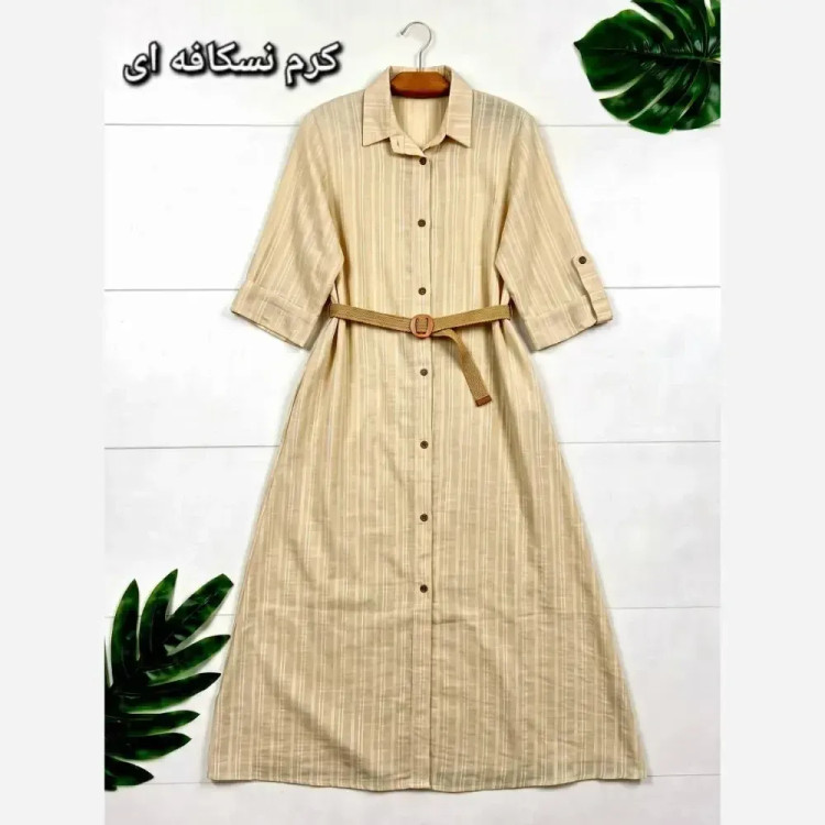 کفتان مرینوس شانتون دکمه دار با کمربند کنفی فری سایز