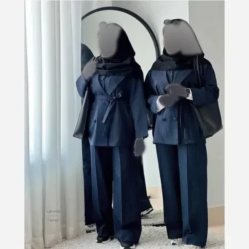 ست سه تیکه مانتو ژیله شلوار پرشیا دیپلمات زنانه فری سایز 40 تا 48