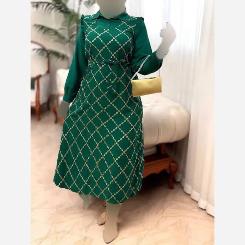 پیراهن بلند زنانه ماهرو جنس اسکادا گرم بالا رنگی فری سایز