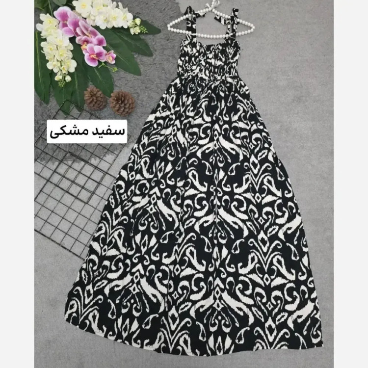 پیراهن اطلس تمام نخی کش دوزی شده فری سایز