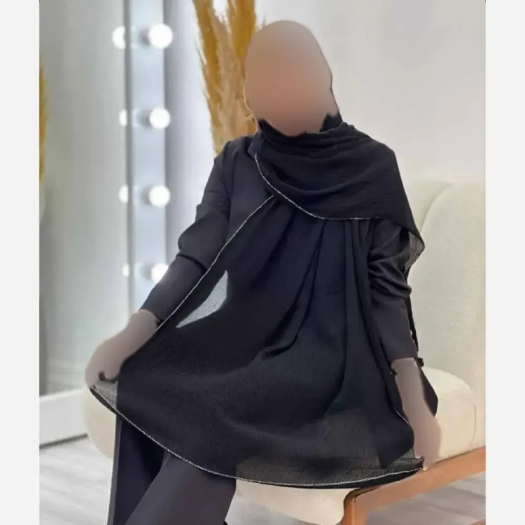 شال پلیسه لبه لمه دوزی کلاسیک