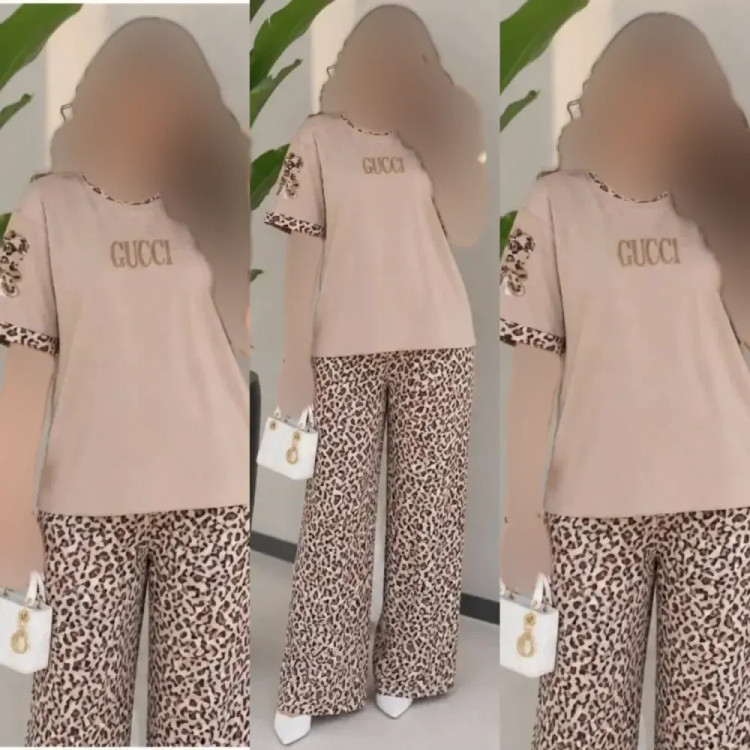 ست تیشرت و شلوار نخ پنبه گلکسی مدل بنلی فری سایز 38 تا 46 رنگ ژورنال