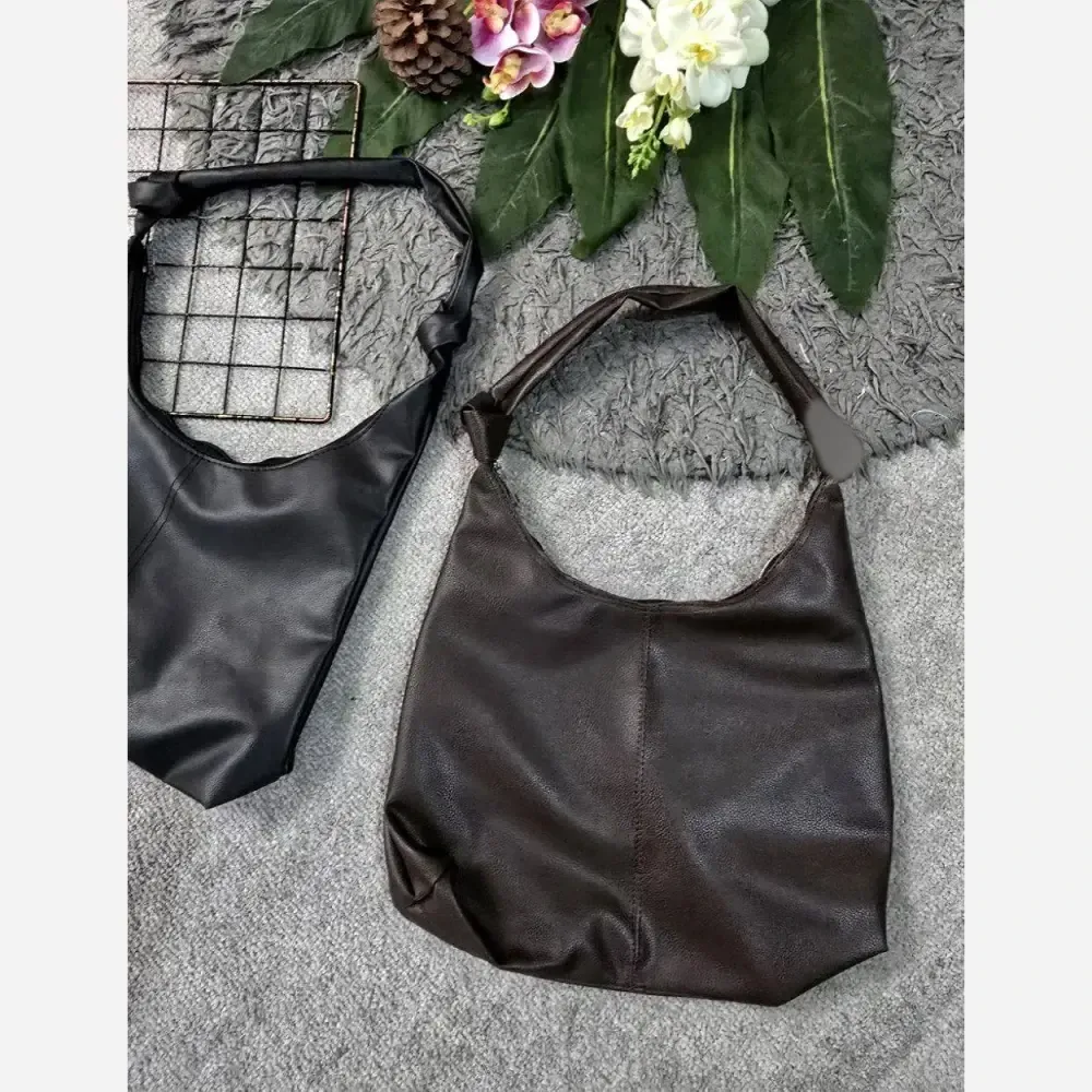 کیف چرمی بند گره ای زنانه مشکی و موکا آزاد سبک جادار