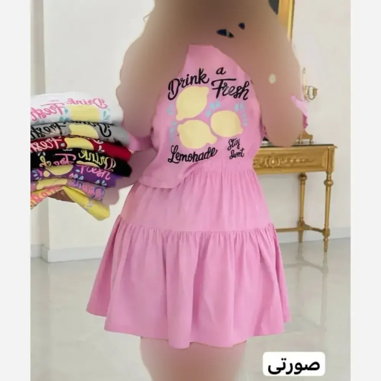 ست کراپ و دامن نخی پنبه درجه یک فری سایز