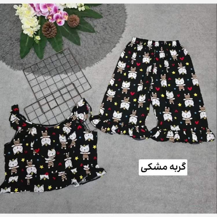 ست تاپ و شلوارک زنانه ماریا تمام نخ خنک تابستانی سایز 36 تا 46