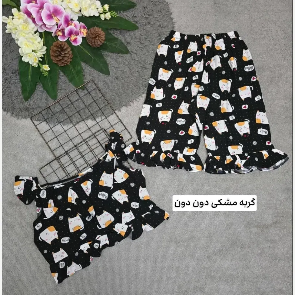 ست تاپ و شلوارک زنانه ماریا تمام نخ خنک تابستانی سایز 36 تا 46