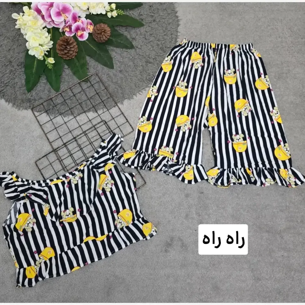ست تاپ و شلوارک زنانه ماریا تمام نخ خنک تابستانی سایز 36 تا 46