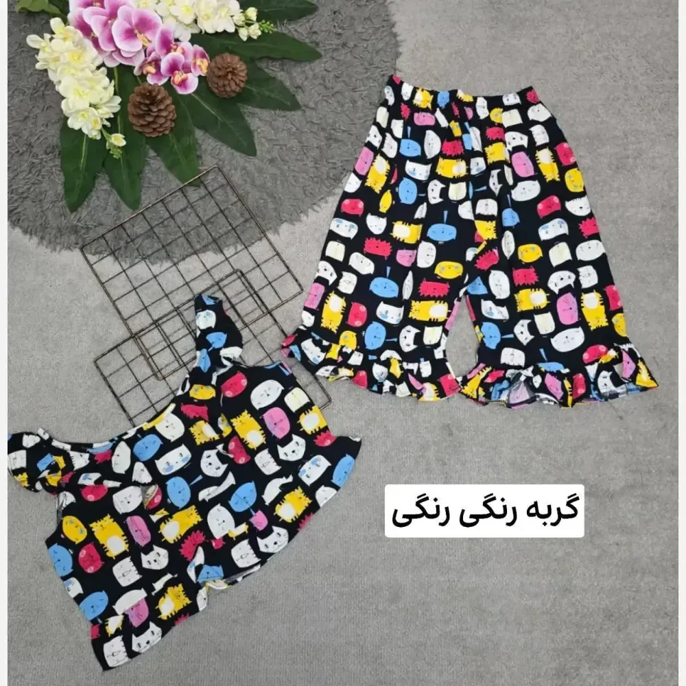 ست تاپ و شلوارک زنانه ماریا تمام نخ خنک تابستانی سایز 36 تا 46