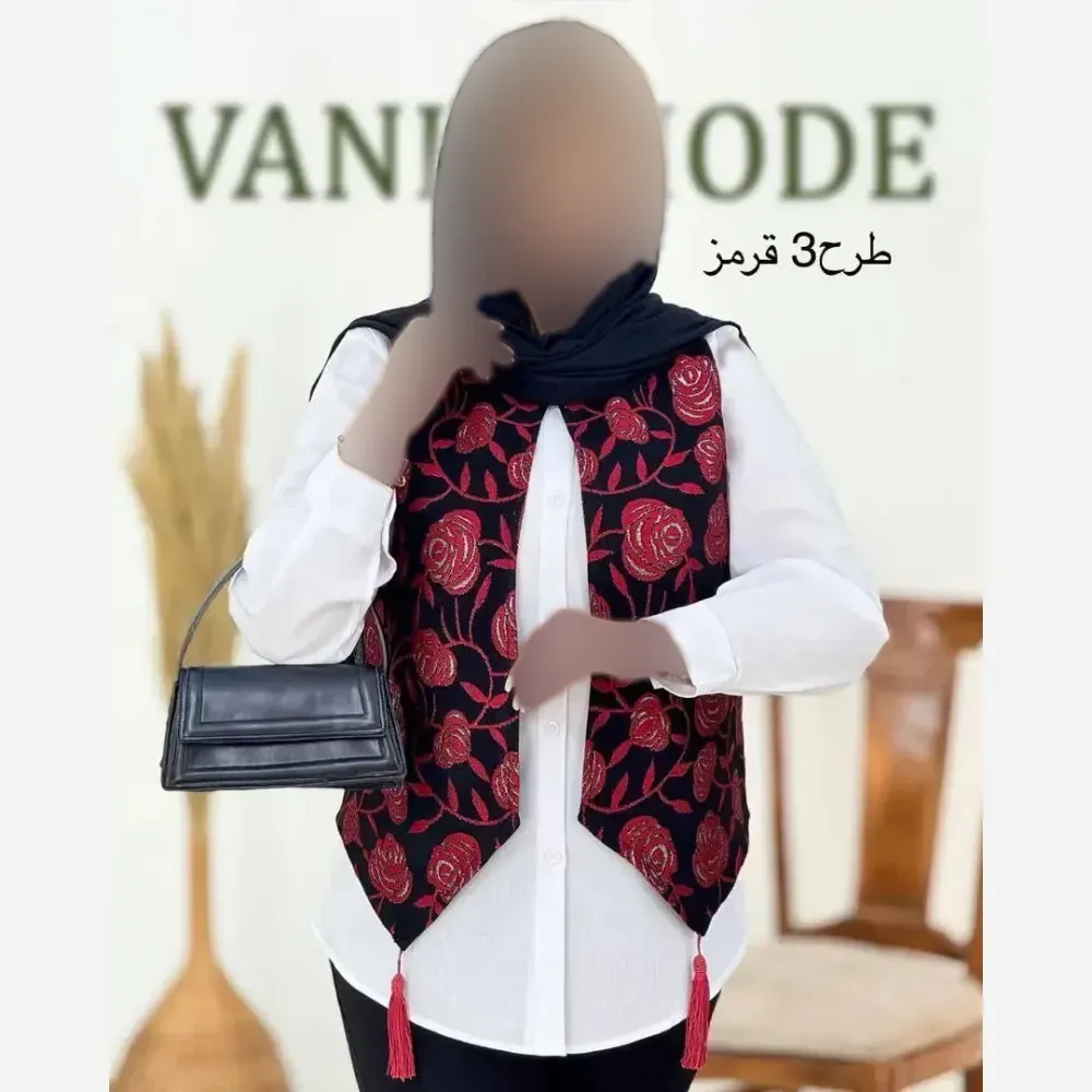 ژیله زنانه تافته سوزن دوزی مدل گلبهار فری سایز