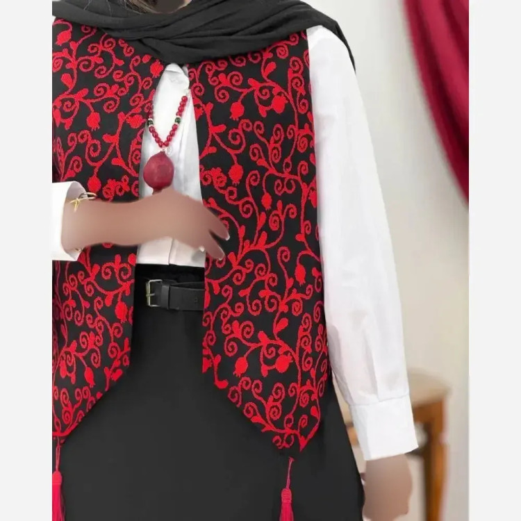 ژیله زنانه تافته سوزن دوزی مدل گلبهار فری سایز