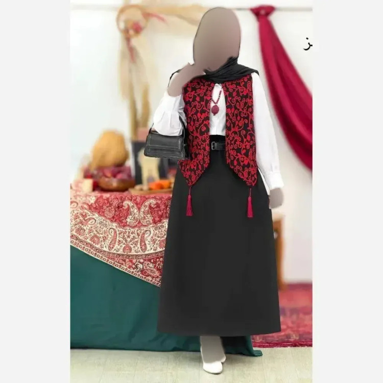 ژیله زنانه تافته سوزن دوزی مدل گلبهار فری سایز