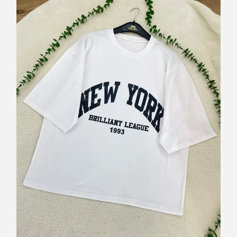تیشرت باکسی زنانه مدل NEW YORK 1993 جنس سوپر پنبه فری سایز
