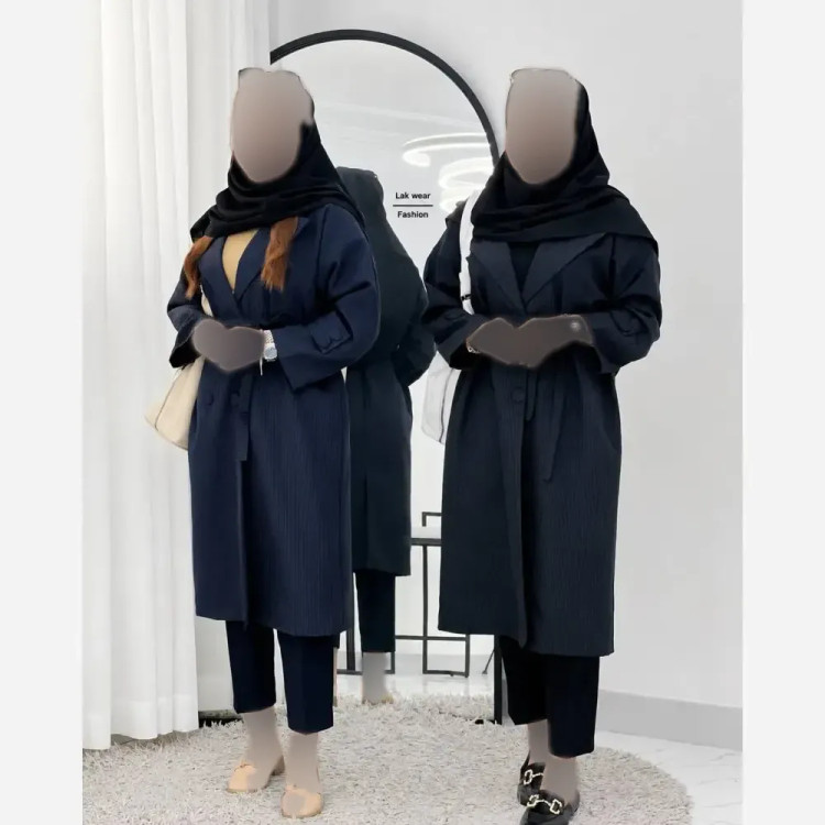مانتو دیپلمات زنانه مدل کیانا جنس دیپلمات مکانیک اعلا رنگ مشکی و سرمه ای