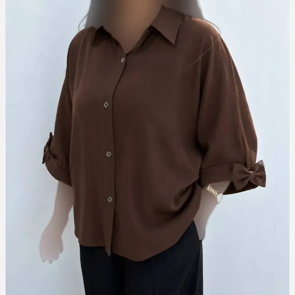 شومیز باکسی لینن درجه یک زنانه رنگ مشکی و سبز پسته ای فری سایز