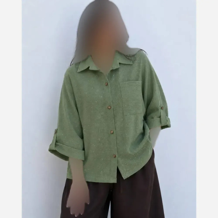 شومیز باکسی زنانه ینزی رنگ آدامسی فری سایز تا 48