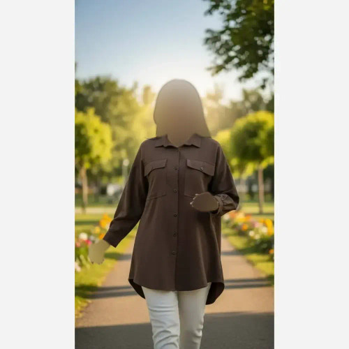 شومیز مانتویی لنین دوجیب فری سایز زنانه خنک مناسب فصل گرما