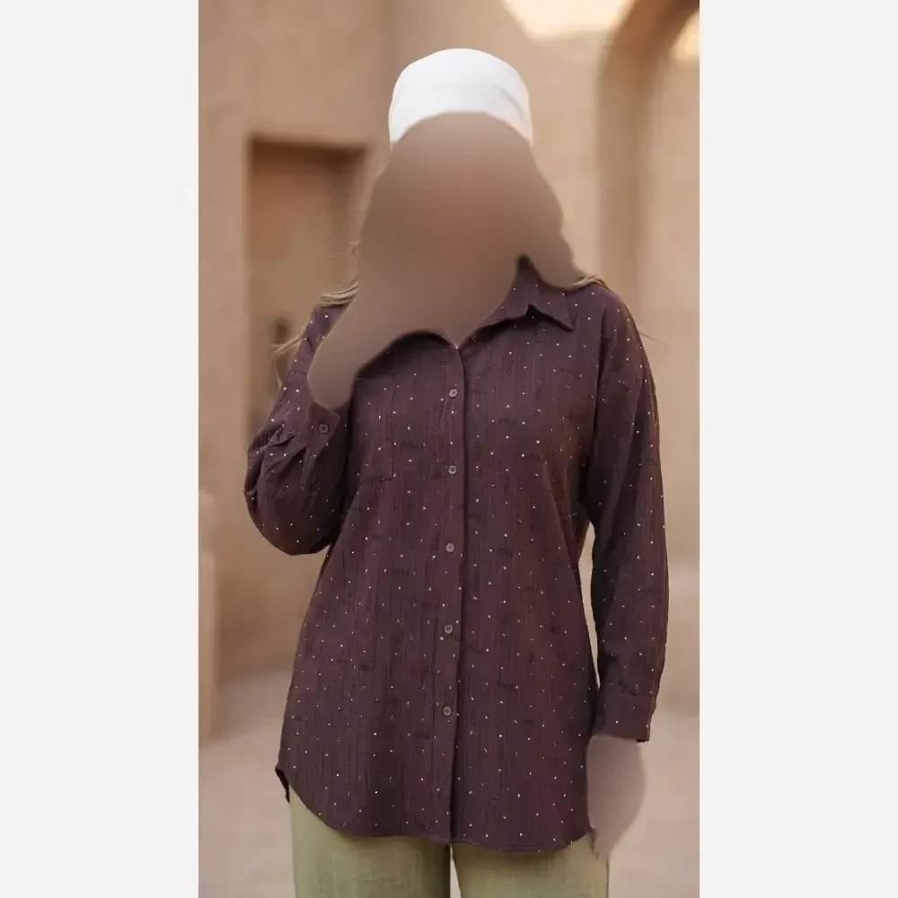 شومیز مانتویی زنانه حنانه جنس السا کراش اکلیلی سایز 40 تا 48