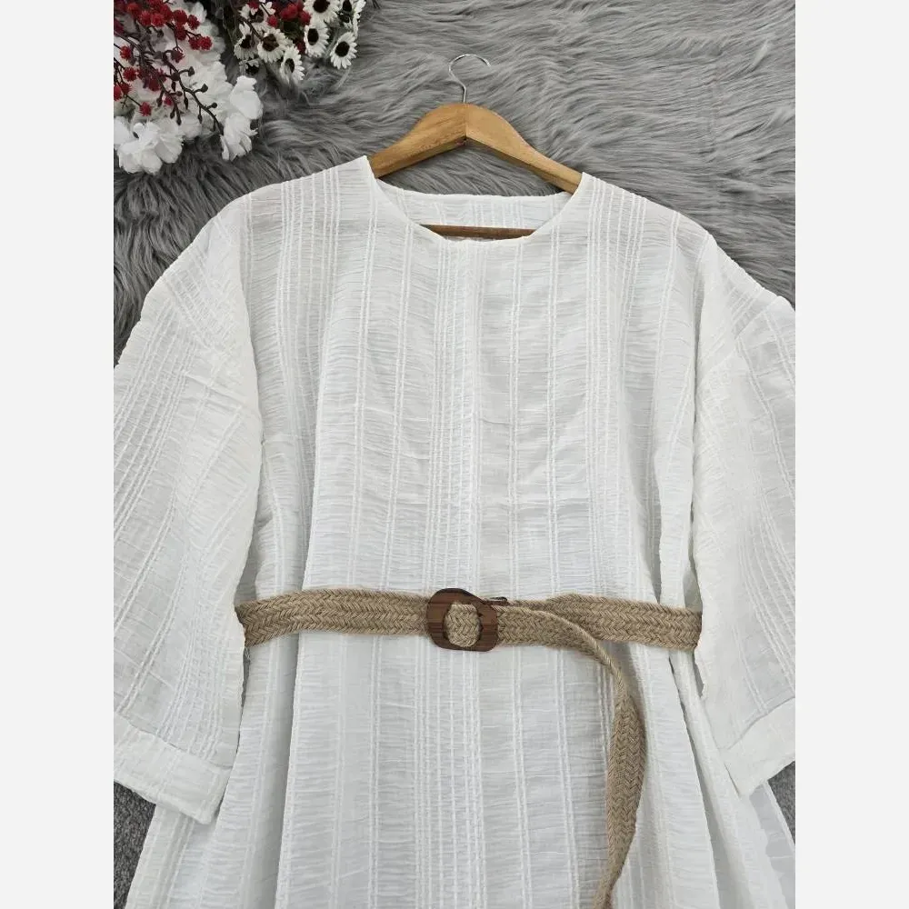 کفتان کوک دوزی تیارا فری سایز نسکافه ای سفید قد 125 زنانه