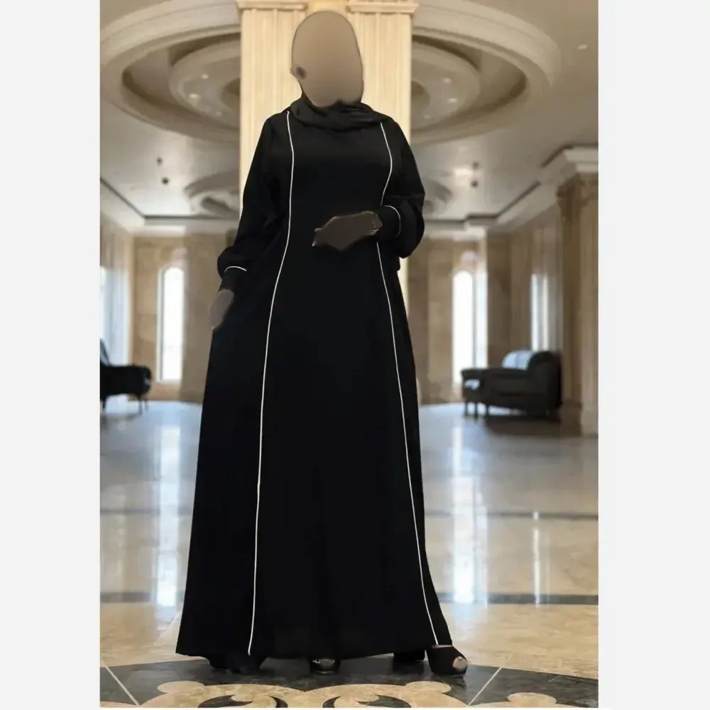 مانتو عبایی سالومه الیزه درجه یک مشکی فری سایز 38-54 بنددار