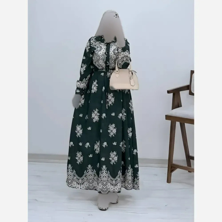 پیراهن ساحلی زنانه فلورنخ مدل زنبق رنگ مشکی سورمه ای نسکافه ای کله غازی فری سایز