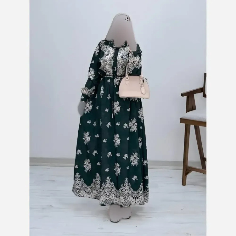 پیراهن ساحلی زنانه فلورنخ مدل زنبق رنگ مشکی سورمه ای نسکافه ای کله غازی فری سایز