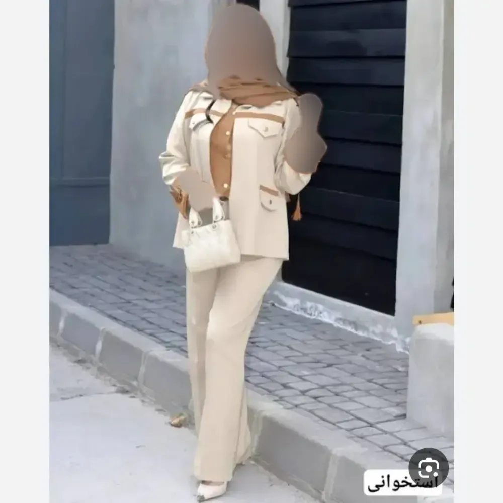 ست 2تیکه زنانه جنس سوپرمازراتی اعلا مدل دلداده رنگ مشکی قهوه ای نسکافه ای سایز 38 تا 46