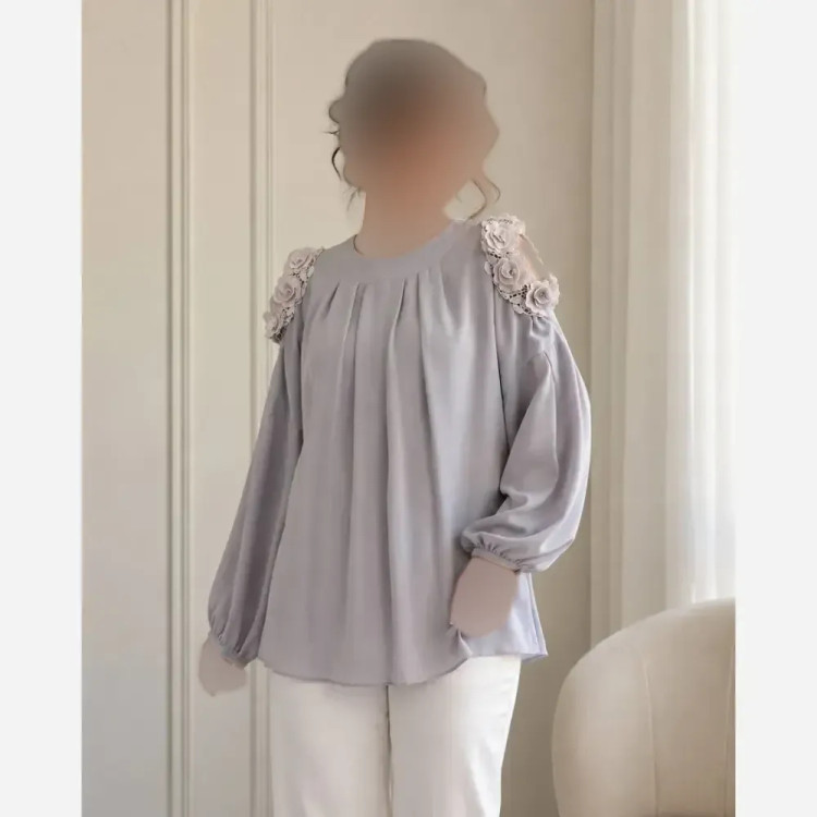 بلوز مجلسی زنانه حریر و دانتل رنگ طوسی