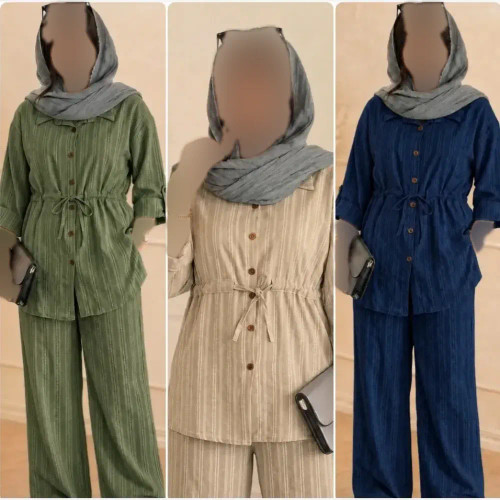 ست شومیز و شلوار شانتون زنانه فری سایز