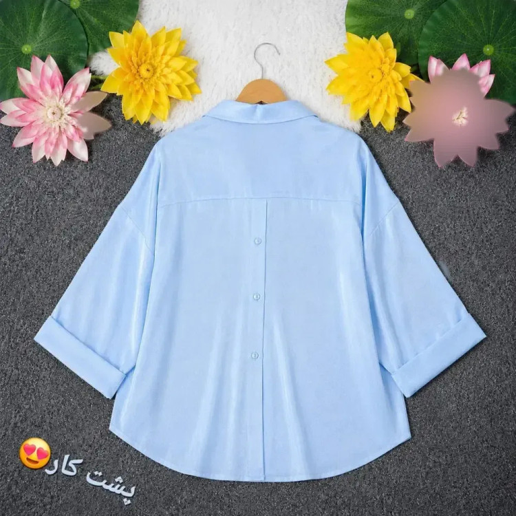 شومیز زنانه ریزشی سیلک ساتن آستین سه ربع فری سایز مناسب سایز 38 تا 48