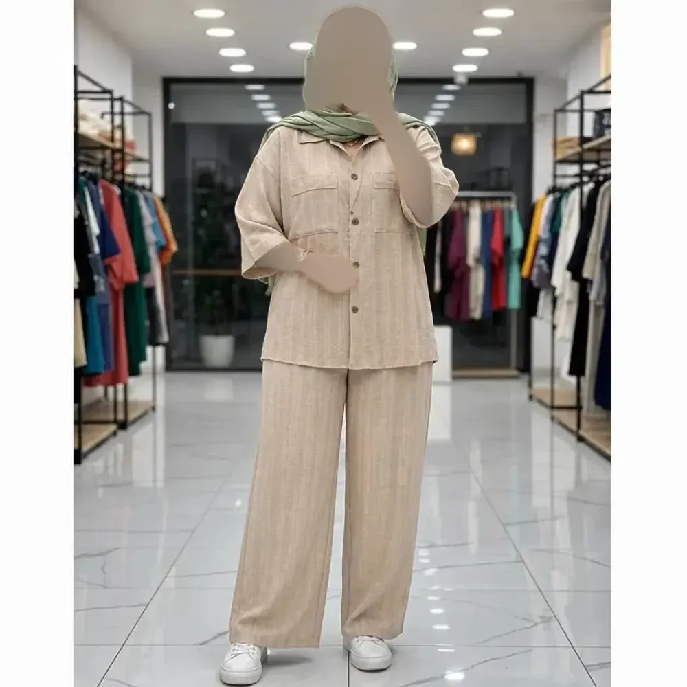 شومیز شلوار آنیسا جنس شانتون کتیبه فری سایز 38 تا 50