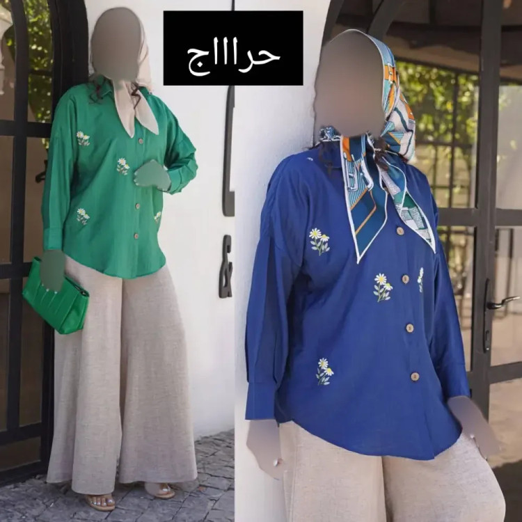 شومیز بابونه زنانه جنس بابوس فری سایز رنگ بندی طوسی مرجانی سبز پاستیلی