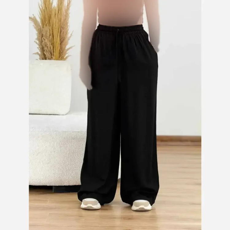 شلوار تنسل مشکی سایز 44 تا 50 سبک و خنک ریزشی شیک کیفیت درجه یک