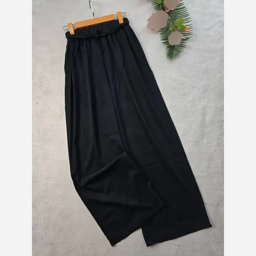 شلوار تنسل مشکی سایز 44 تا 50 سبک و خنک ریزشی شیک کیفیت درجه یک