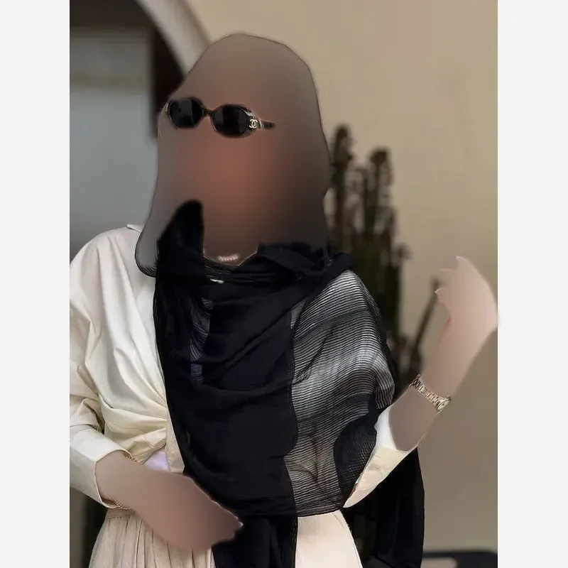 شال پلیسه دور گان دوزی تور ریز بافت نوار دوزی شده زنانه فری سایز