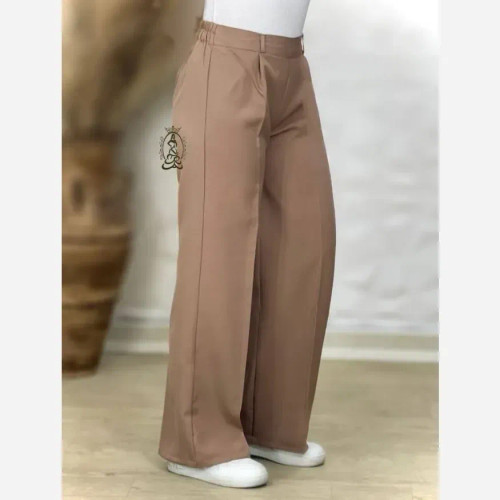 شلوار بگ زنانه جنس مازراتی دبل درجه یک رنگ نسکافه ای کرم تیره سایز 38 تا 48