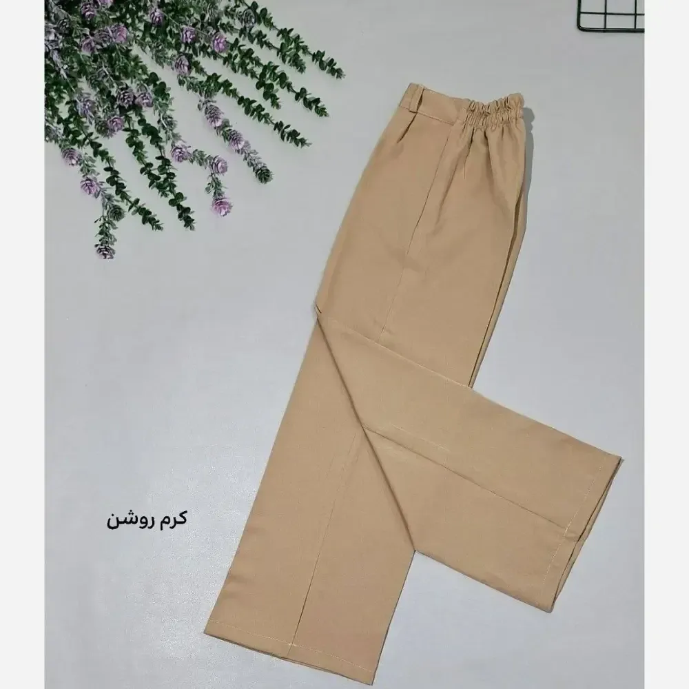 شلوار بگ زنانه جنس مازراتی دبل درجه یک رنگ نسکافه ای کرم تیره سایز 38 تا 48