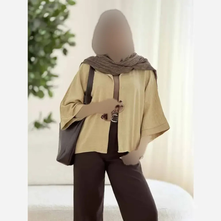 شومیز باکسی شفق جنس شانتون حصیری سایز فری 36تا46