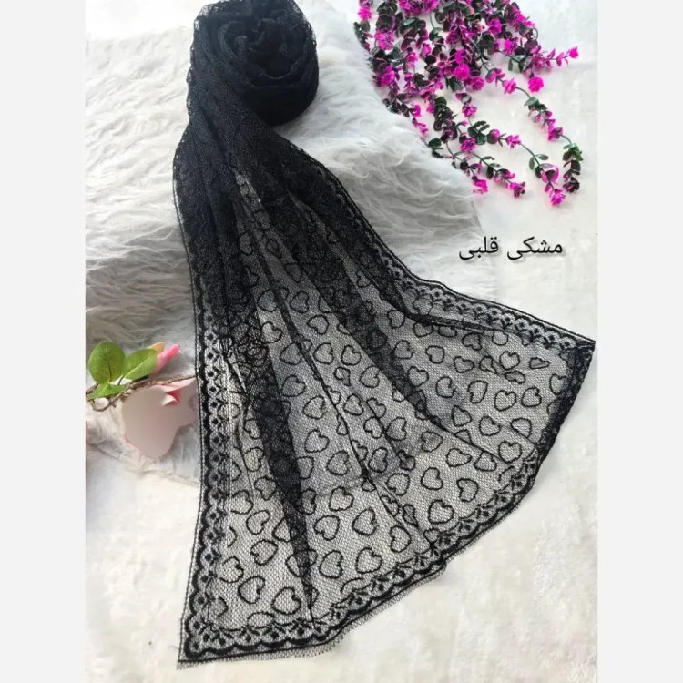 شال تور دانتل طرحدار حاشیه دانتل ابعاد 180 در 70 سانتیمتر